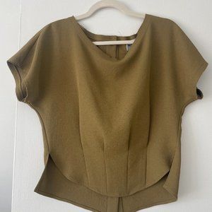 Rachel Comey Olive Pleat Top w Button Back